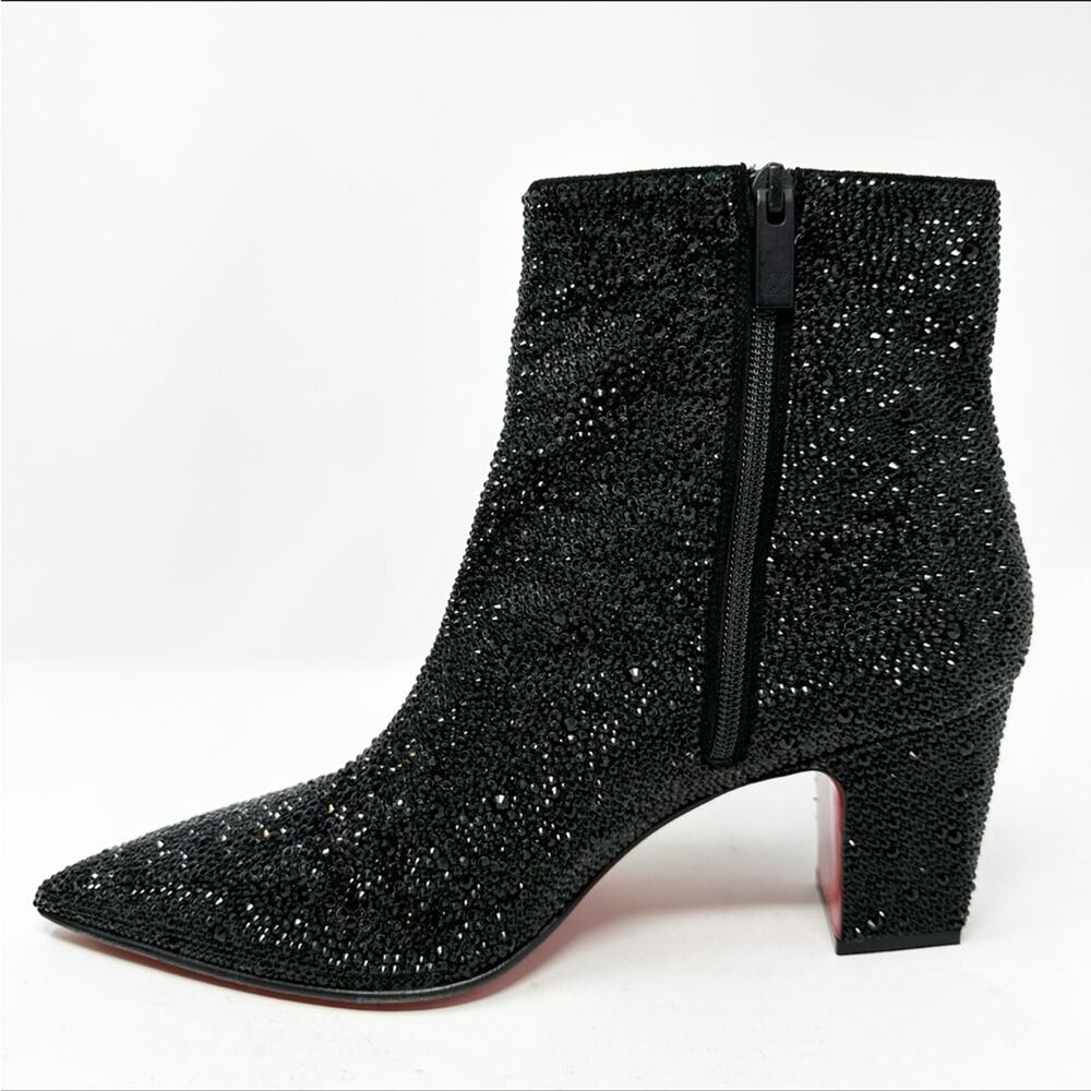 Christian Louboutin Aiglissima Strass Ankle Boots Black Block Heel Womens 10.5 - Picture 6 of 13